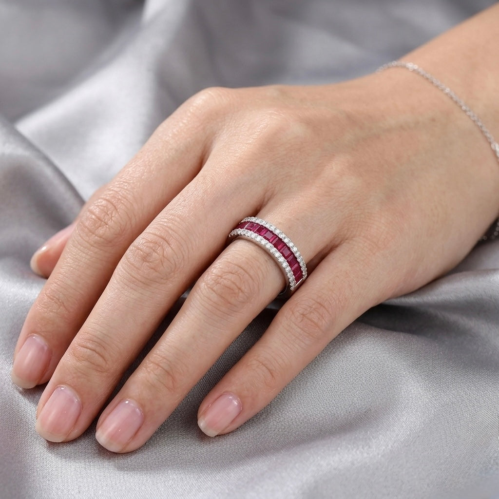 Custom Diamond and Ruby Eternity Ring