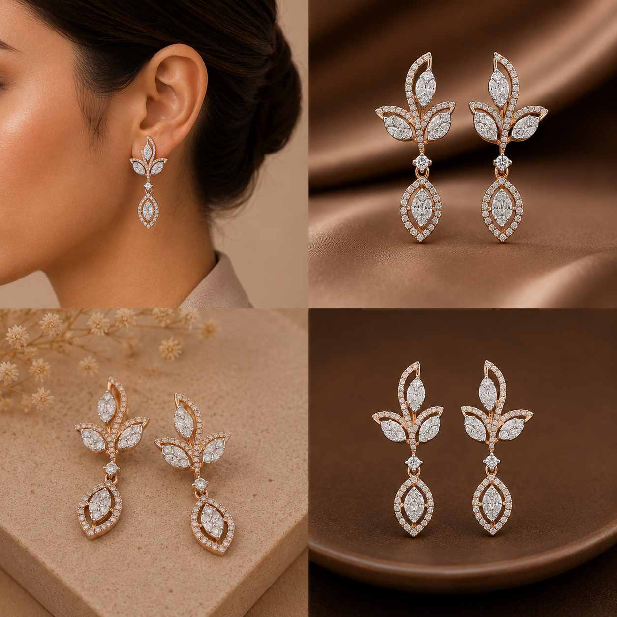 Celestia Leaf Diamond Earrings