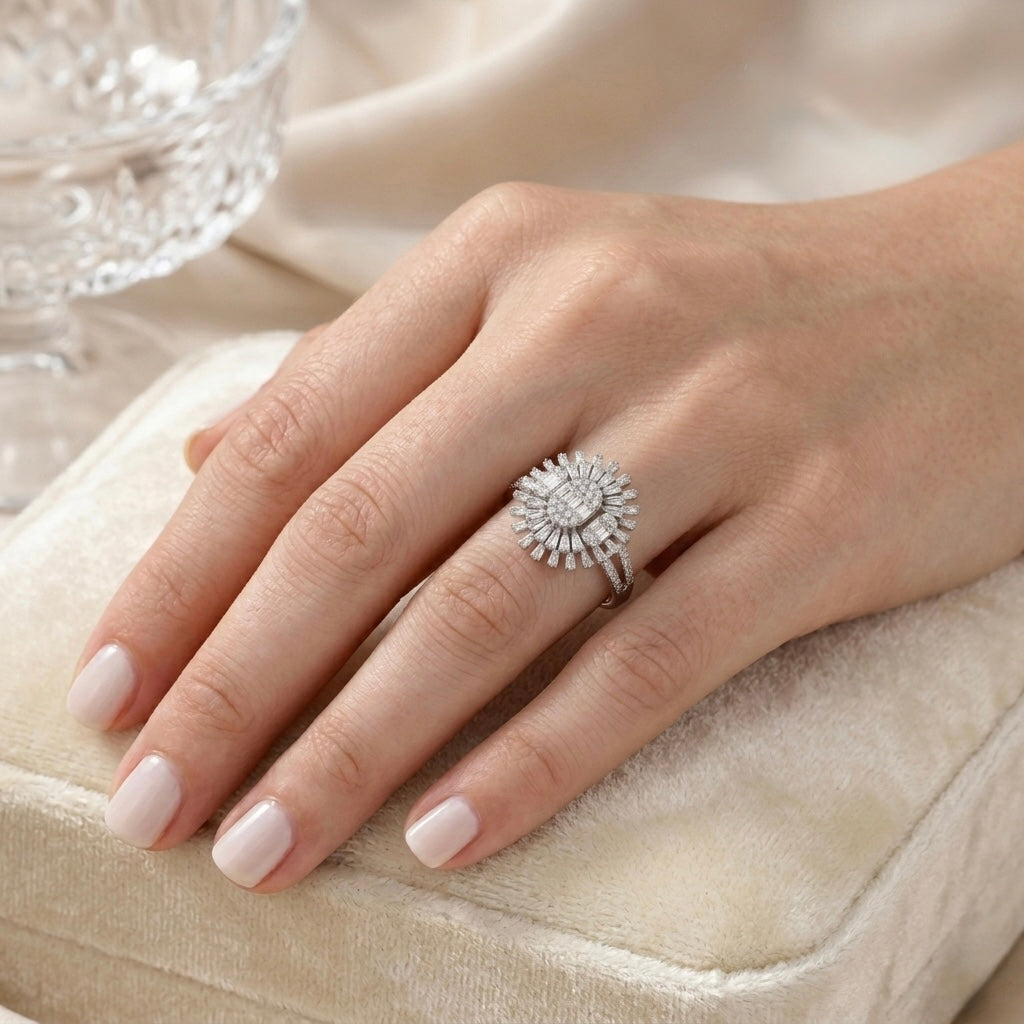 Celestial Diamond Sunburst Ring