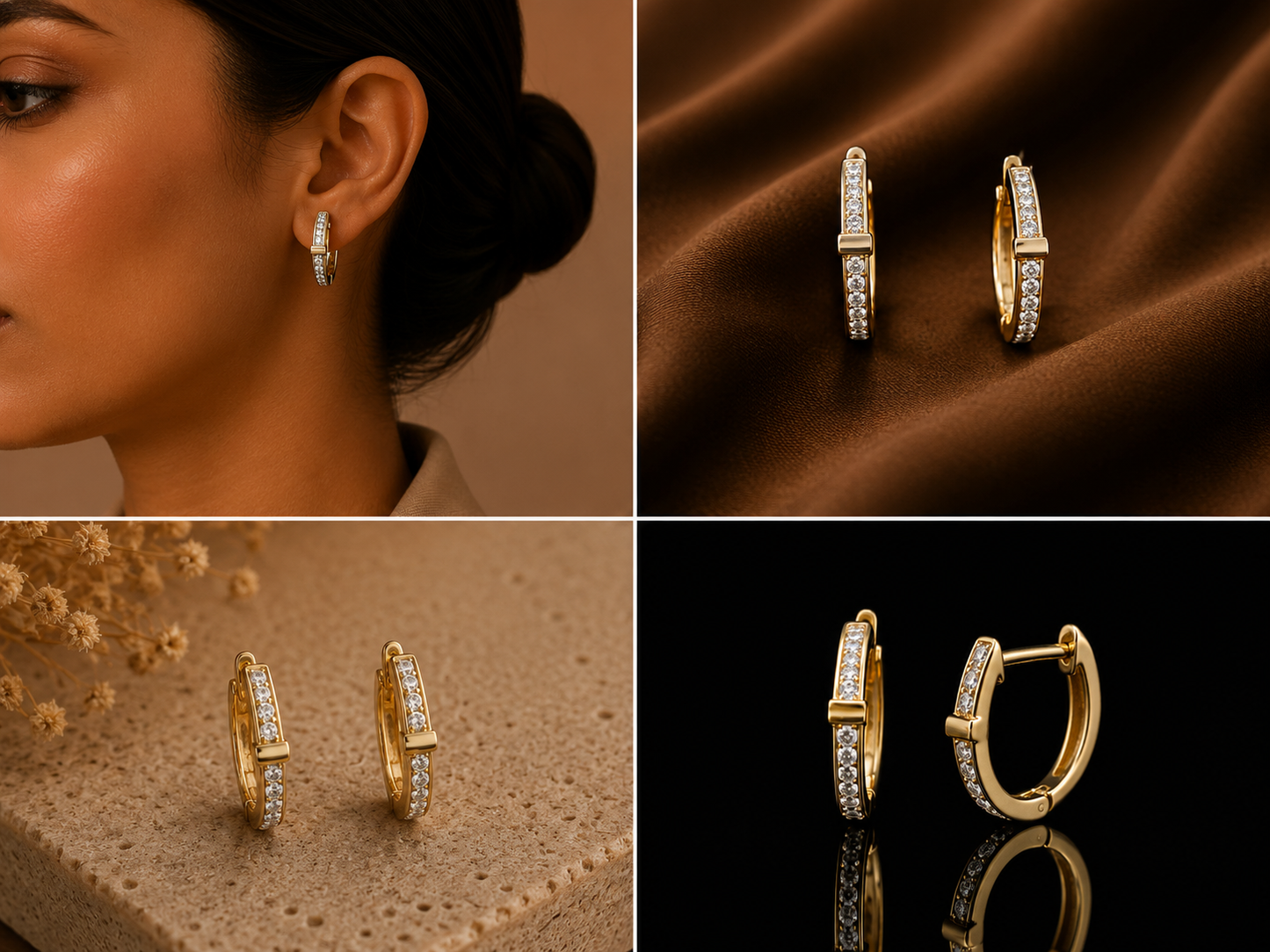 Luna Line Diamond Hoops