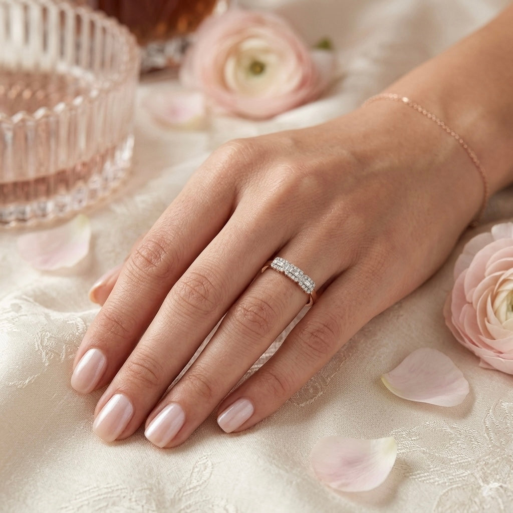 Delicate Rose Trio Diamond Band