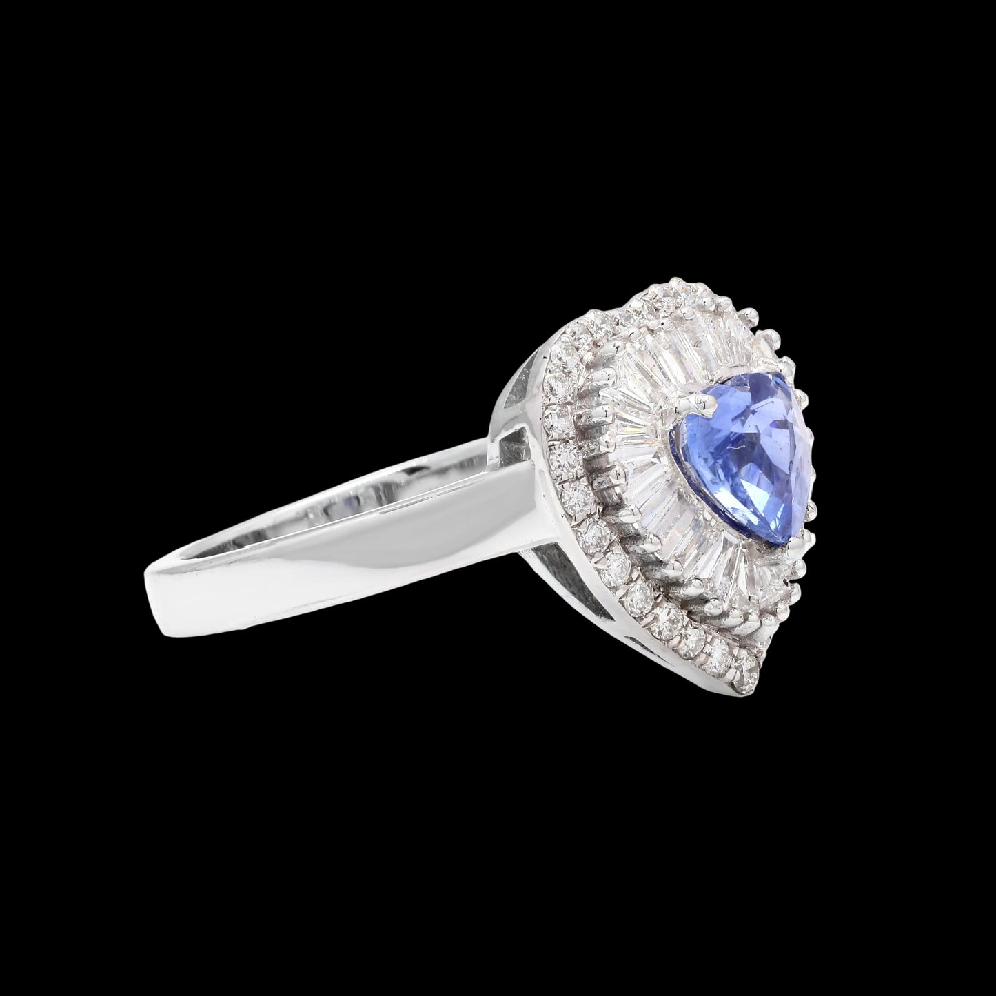 Heart-shaped sapphire and diamond