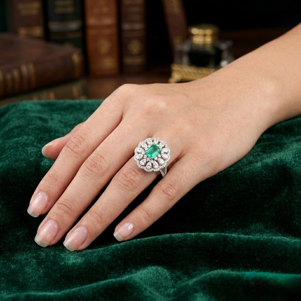 The Grand Emerald  Cluster Ring