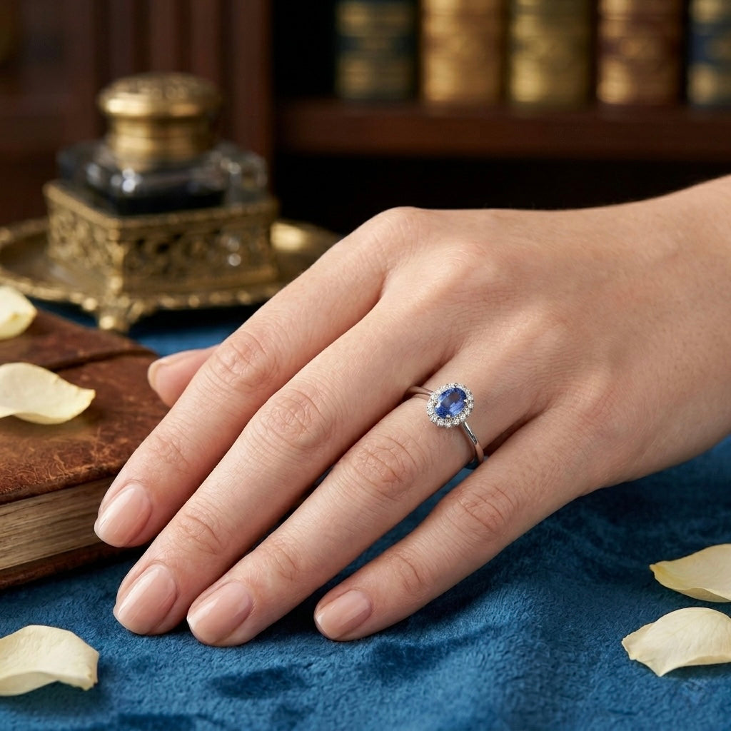 The Midnight Sapphire Halo Ring
