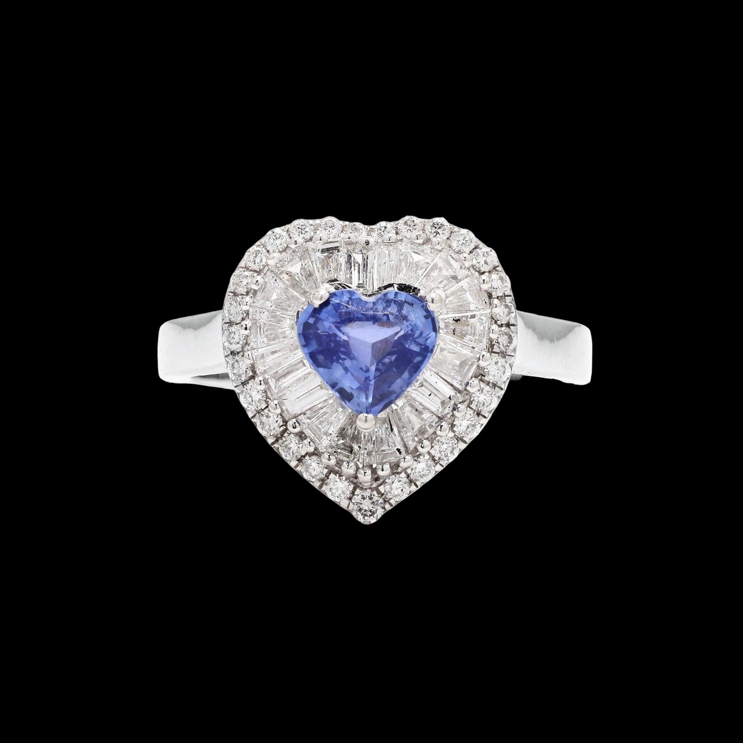 Heart-shaped sapphire and diamond