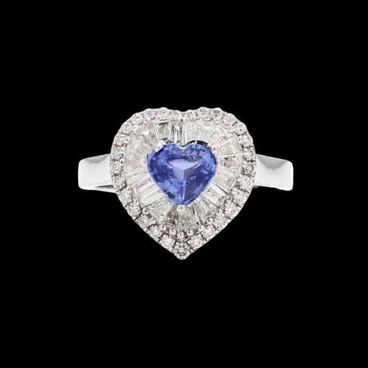 Heart-shaped sapphire and diamond