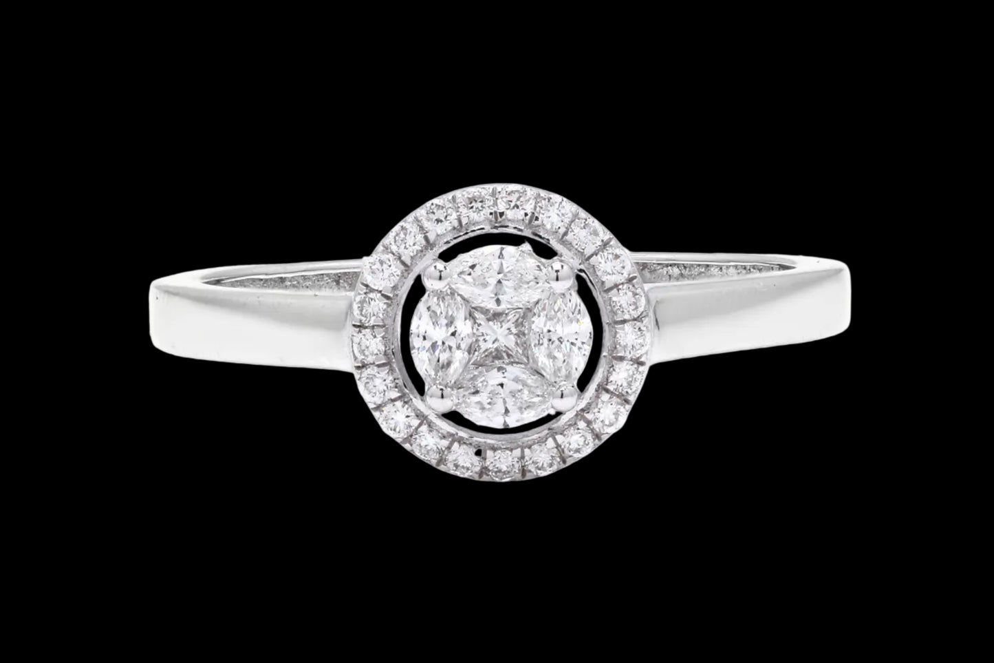 Elegant diamond ring in white gold (18 karat)