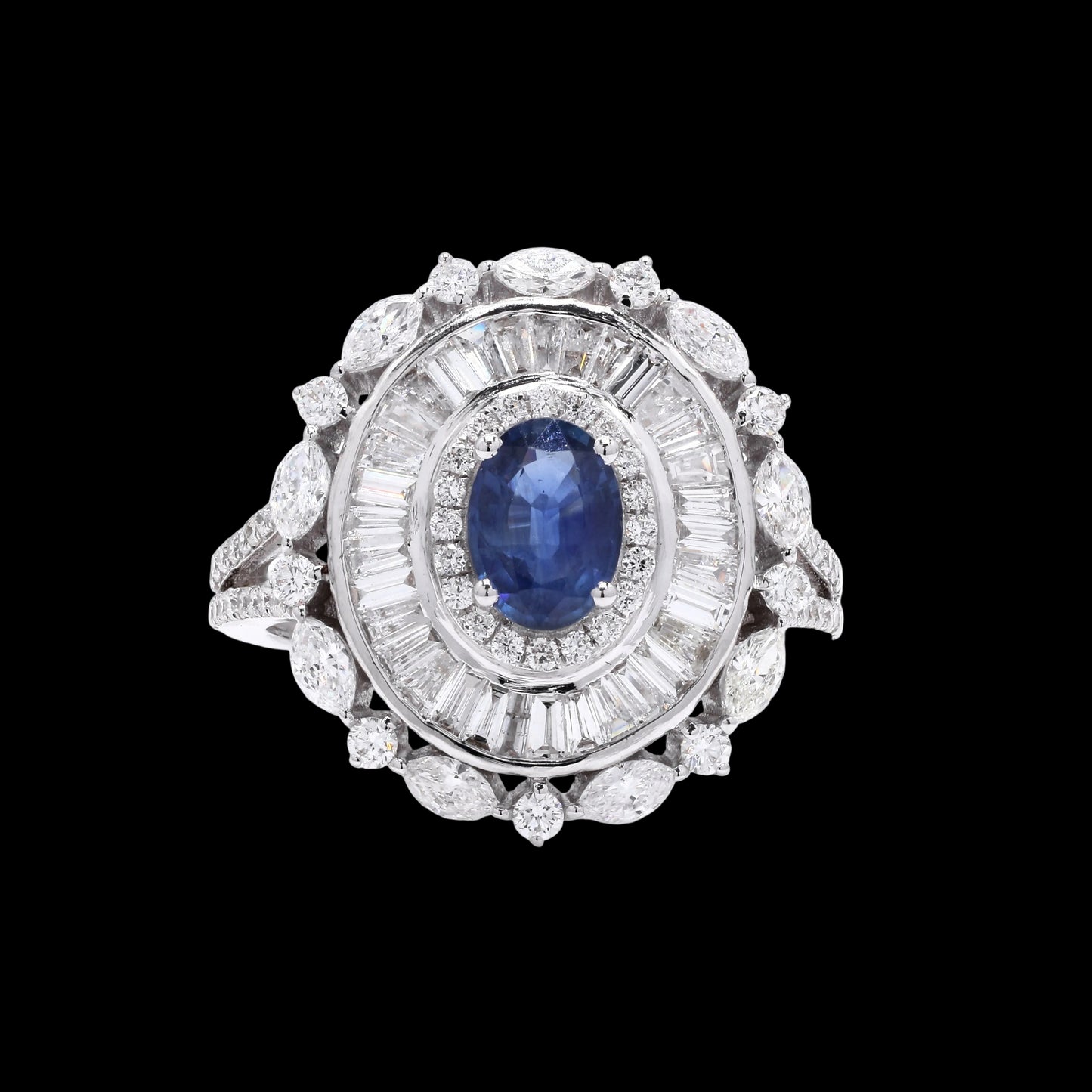 The Majestic Oval Sapphire Cluster Ring