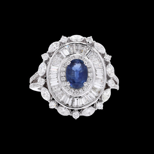 The Majestic Oval Sapphire Cluster Ring