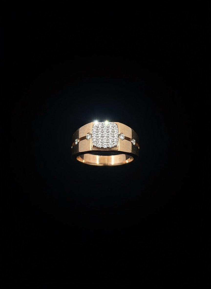 Pave-Set Diamond Gold Signet Ring