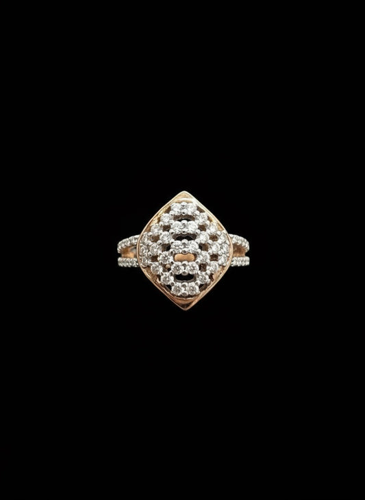 Eternal Radiance: Diamond Lattice Ring in Rose Gold