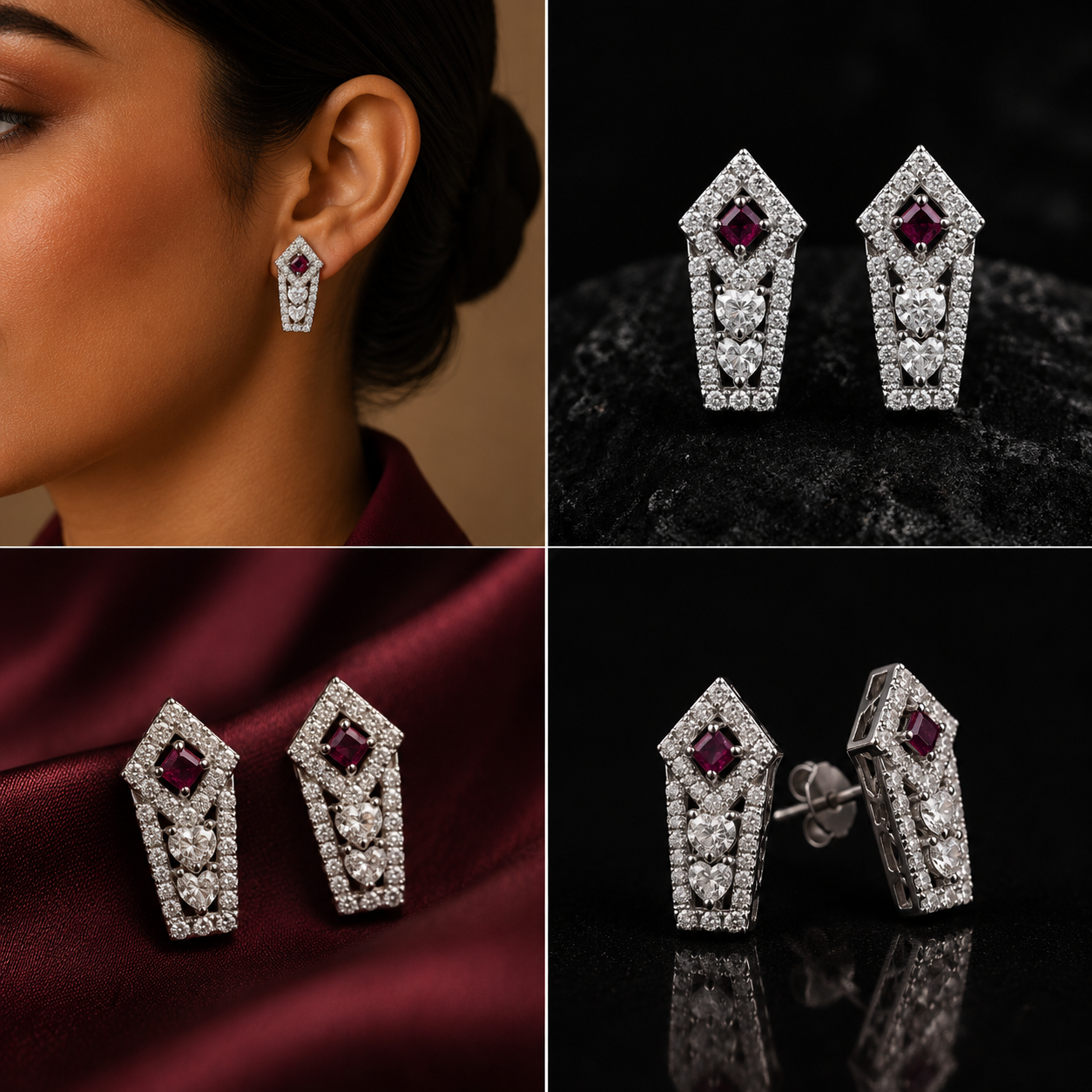 Ruby Royale Diamond Earrings