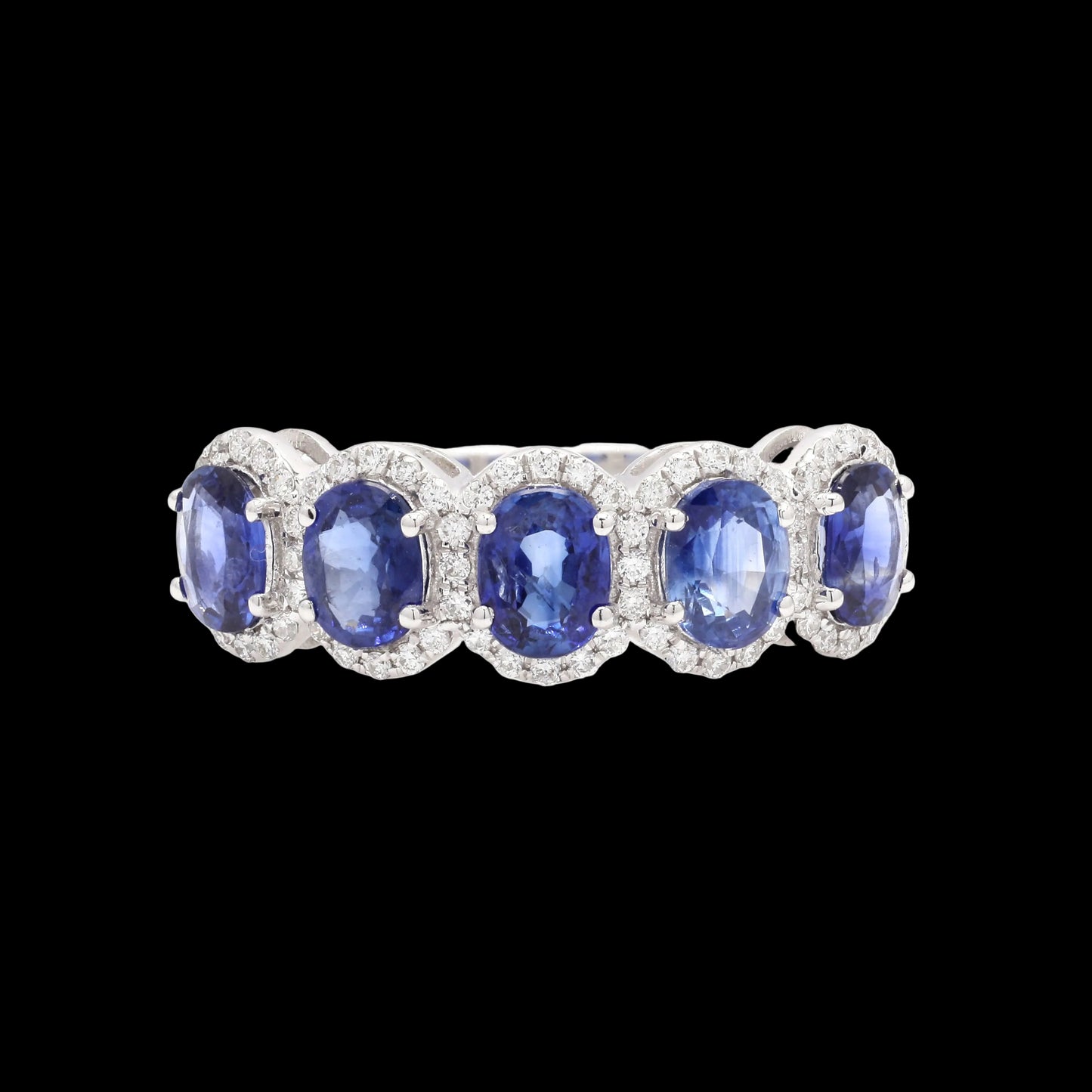 SCALLOPED MIDNIGHT SAPPHIRE HALO BAND