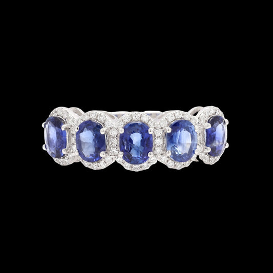 SCALLOPED MIDNIGHT SAPPHIRE HALO BAND
