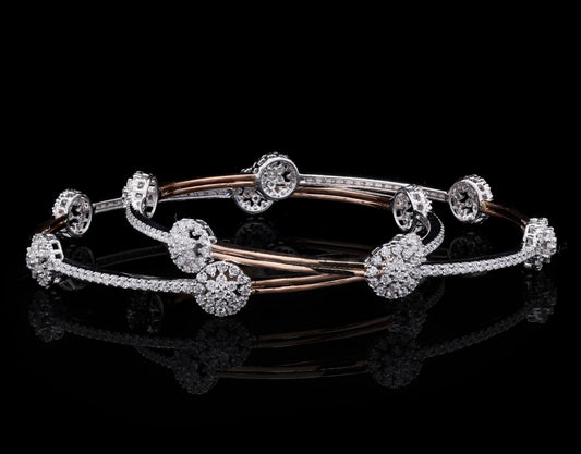 Gilded Diamond Flower Bangles