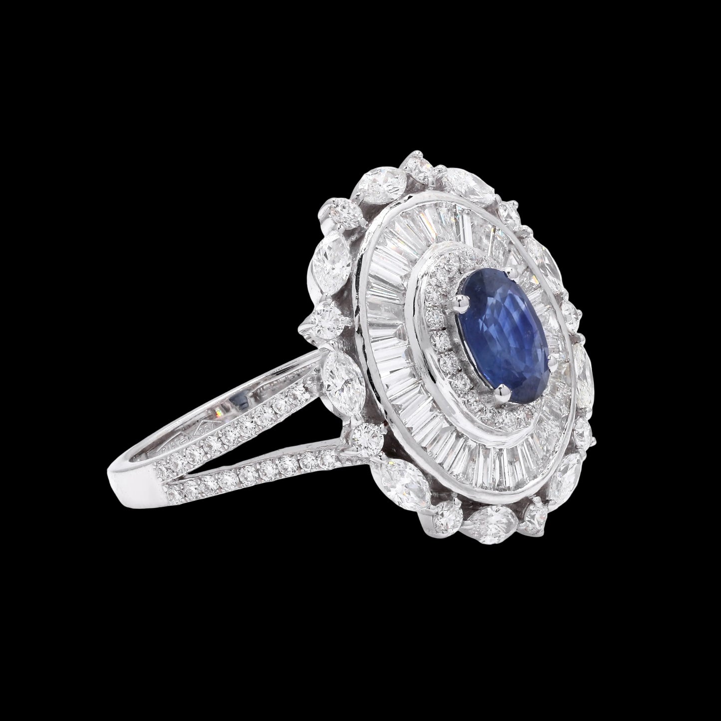 The Majestic Oval Sapphire Cluster Ring
