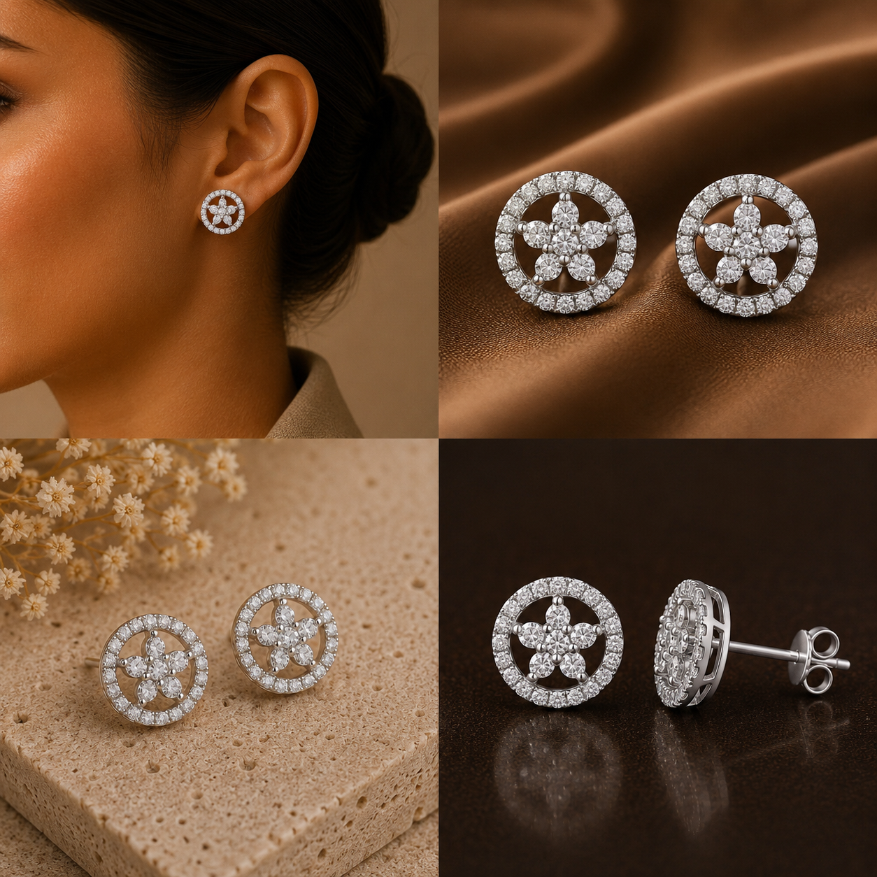 Celeste Halo Diamond Earrings