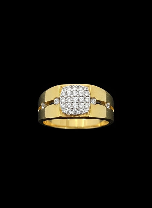 Pave-Set Diamond Gold Signet Ring