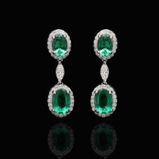 Emerald Elegance Diamond Drop Earrings