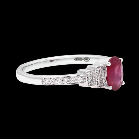 Elegant Crimson Radiance - Art Deco Ruby Ring