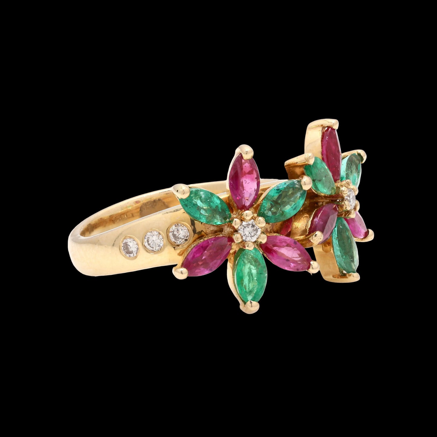 Ruby & Emerald Botanical Duet Ring