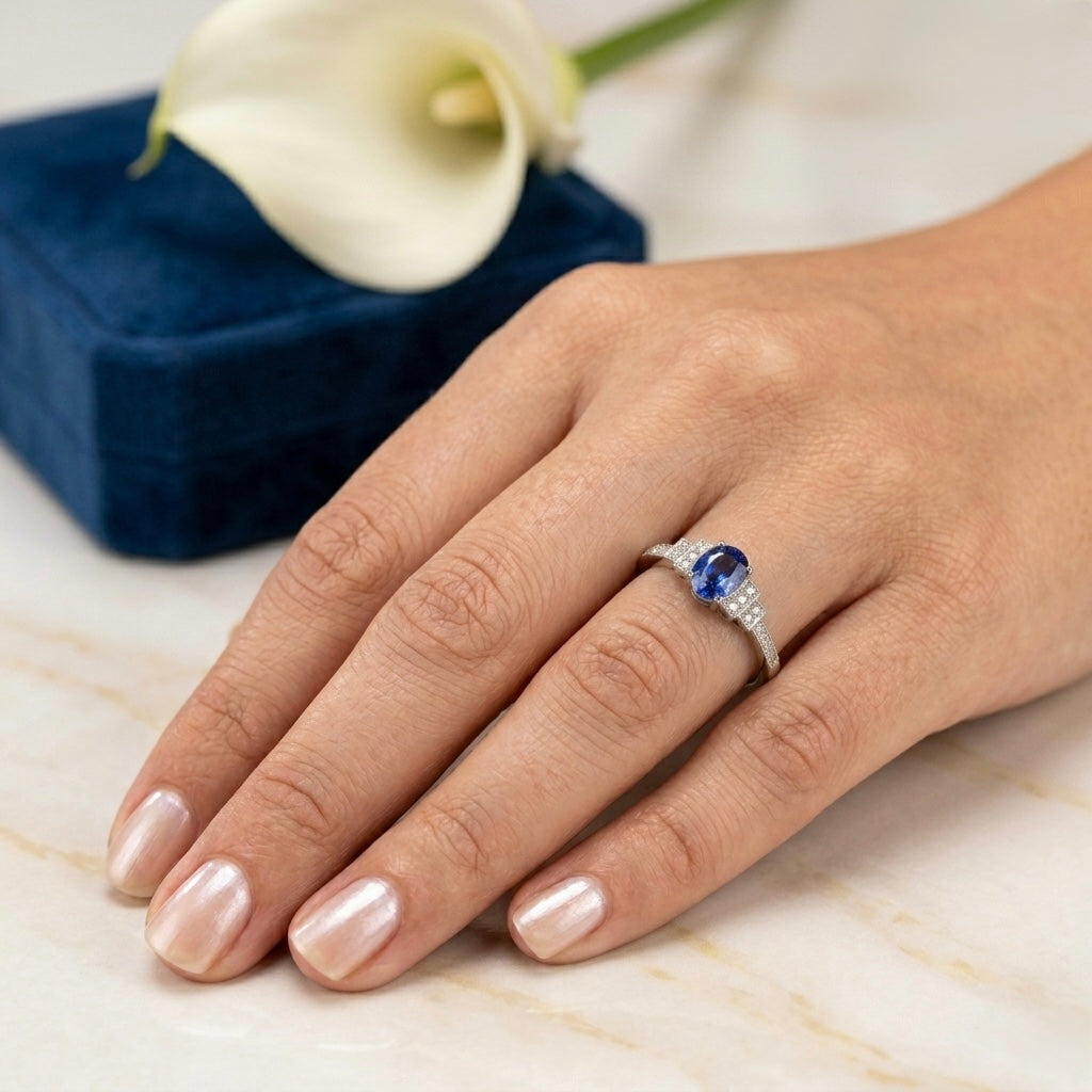 Elegant Sapphire and Diamond Statement Ring