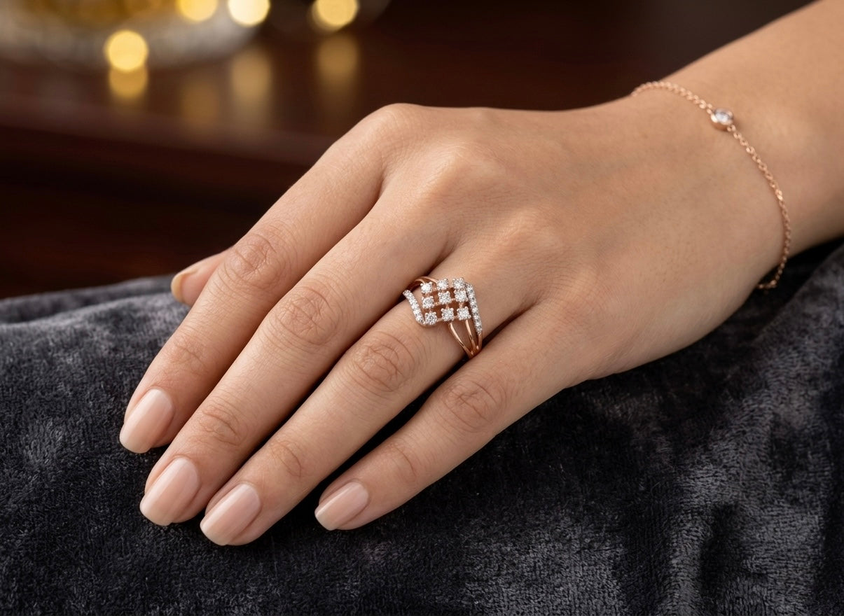 Lattice of Light: A Study in Rose Gold and Diamonds