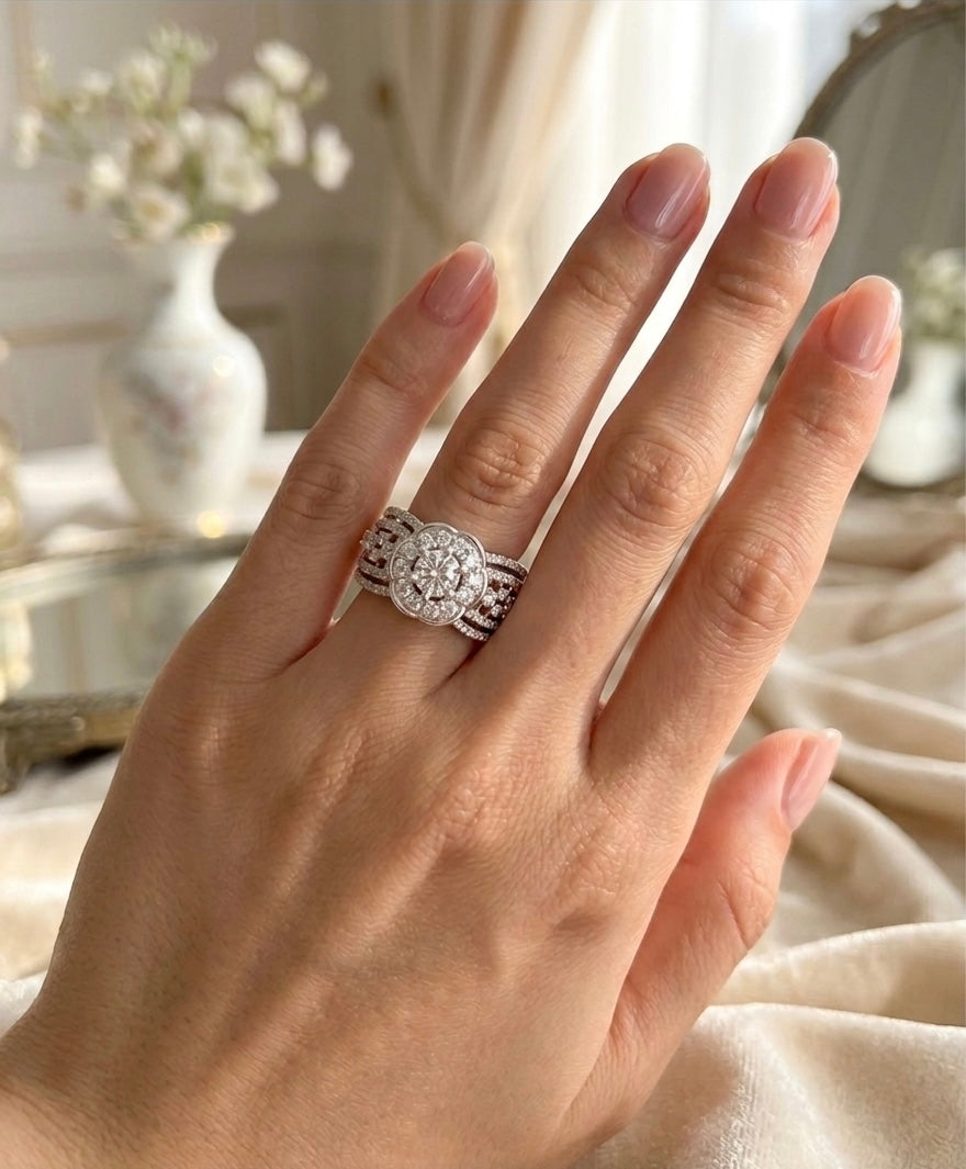 Radiant Halo Diamond Cluster Ring