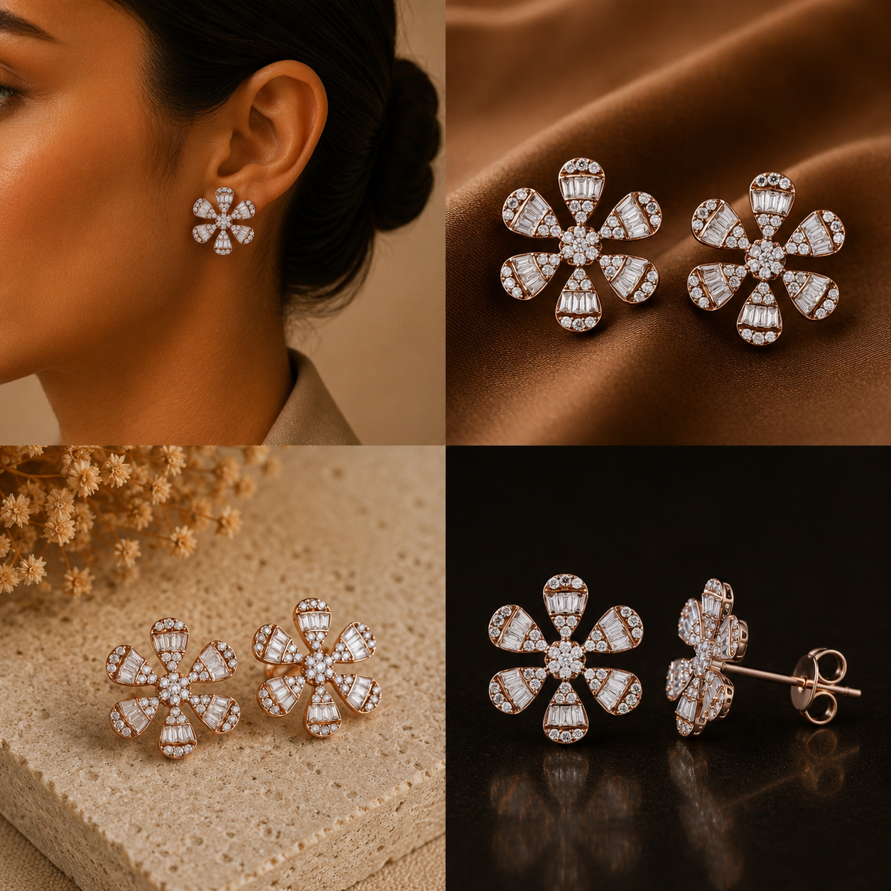 Rosé Fleur Diamond Earrings