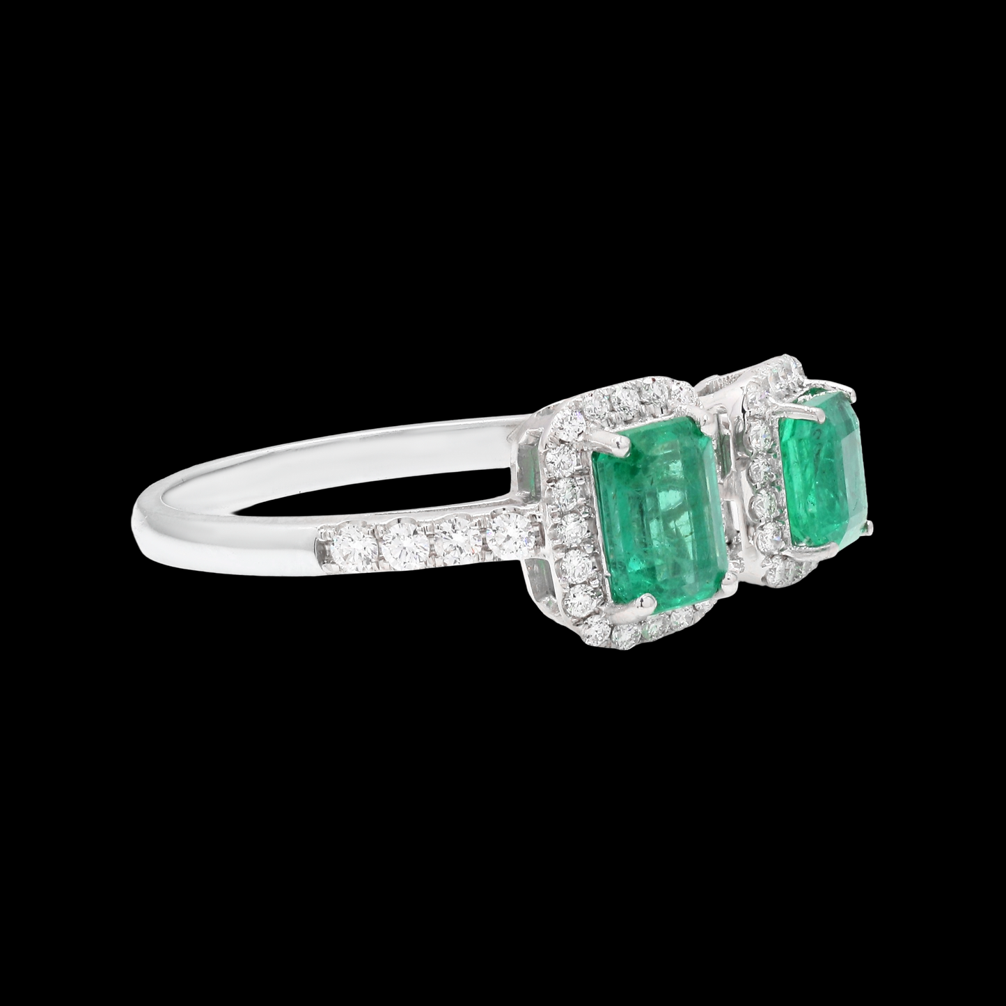 Dual-Emerald Open Bypass Ring