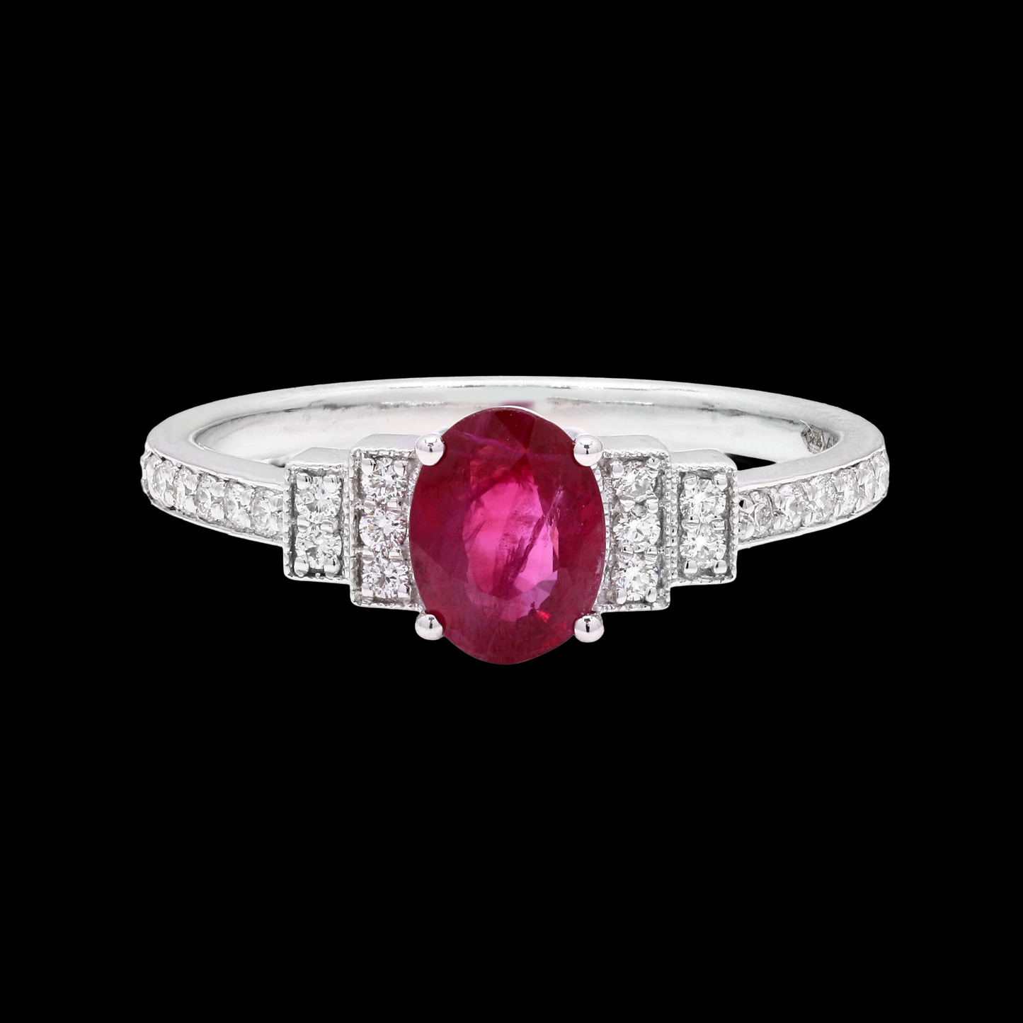 Elegant Crimson Radiance - Art Deco Ruby Ring