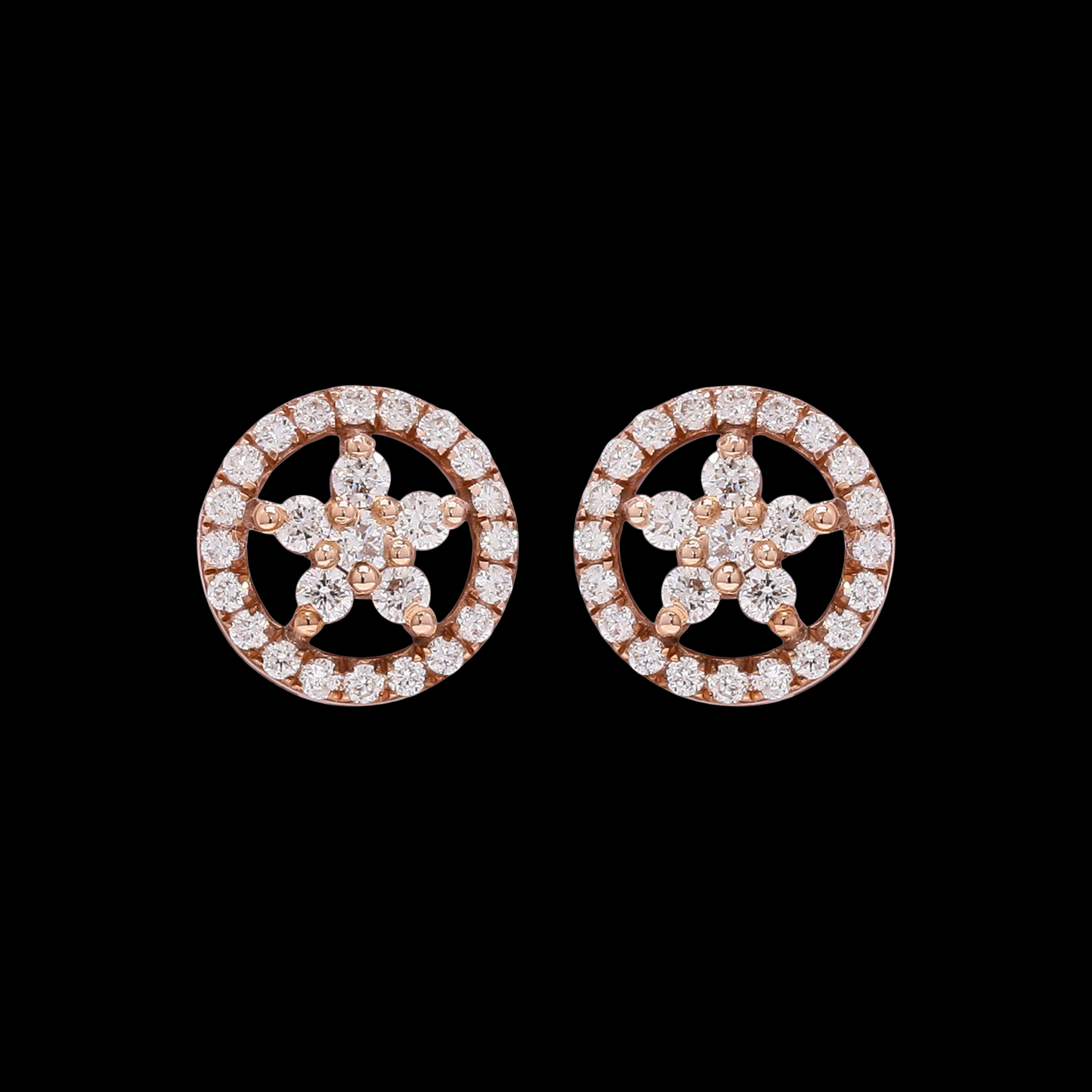 Rosette Halo Diamond Earrings