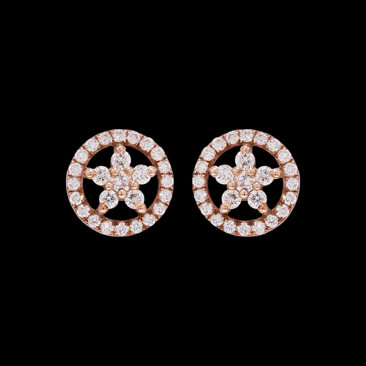 Rosette Halo Diamond Earrings