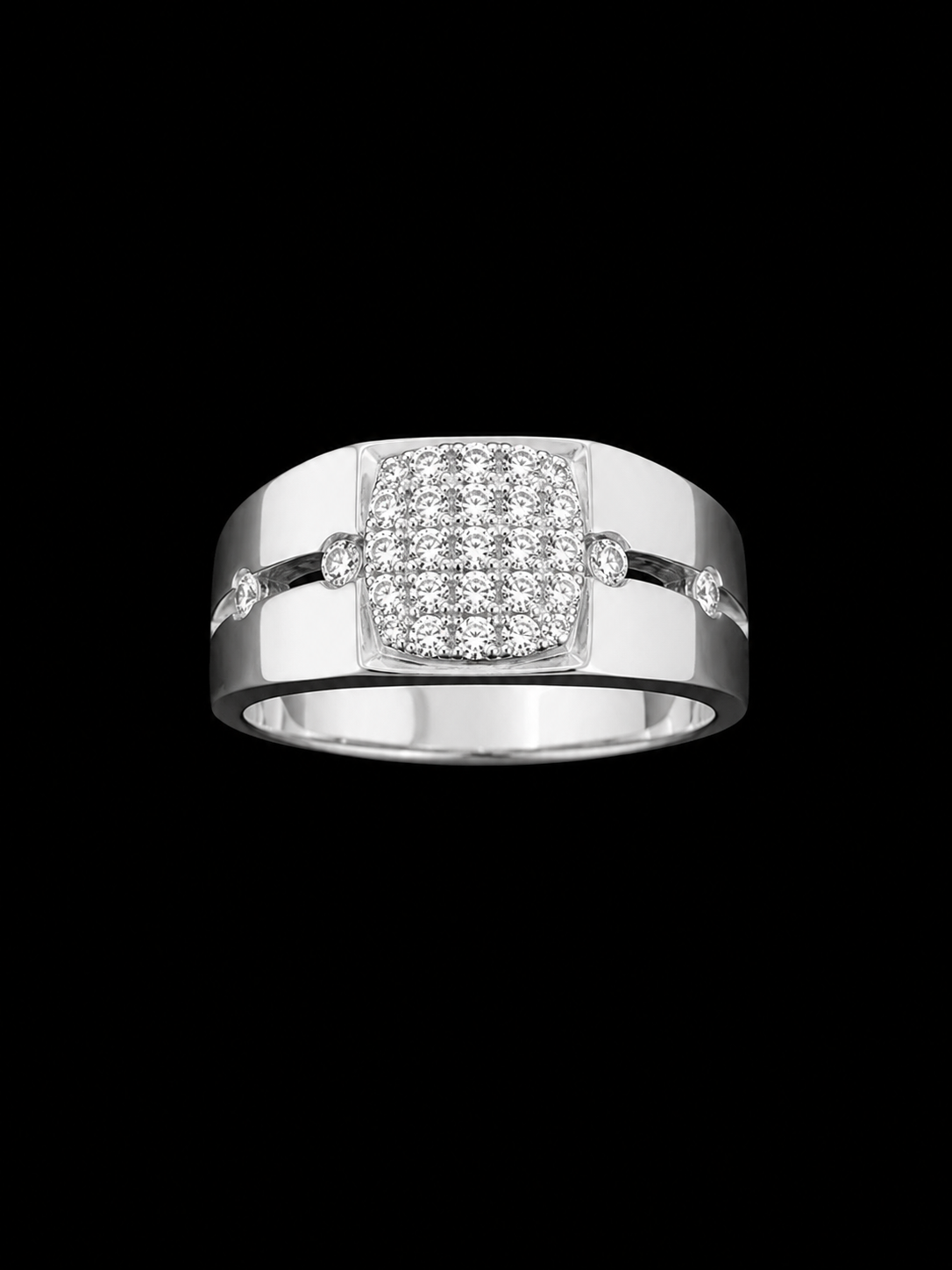 Pave-Set Diamond Gold Signet Ring